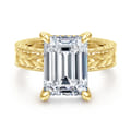 Caspia - Vintage Inspired 14K Yellow Gold Emerald Cut Diamond Engagement Ring