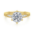 Genevieve - Vintage Inspired 14K Yellow Gold Round Diamond Engagement Ring