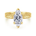 Eros - Vintage Inspired 14K Yellow Gold Marquise Shape Solitaire Diamond Engagement Ring