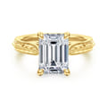 Gaze - Vintage Inspired 14K Yellow Gold Emerald Cut Solitaire Diamond Engagement Ring
