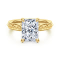 Gaze - Vintage Inspired 14K Yellow Gold Radiant Cut Solitaire Diamond Engagement Ring
