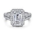 Compassion - 14K White Gold Emerald Cut Halo Diamond Engagement Ring