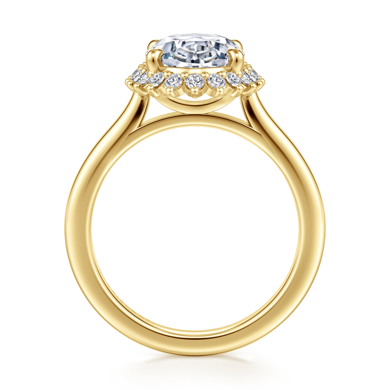 Oval Halo Diamond Engagement Ring in 14K Yellow Gold, photograph 2