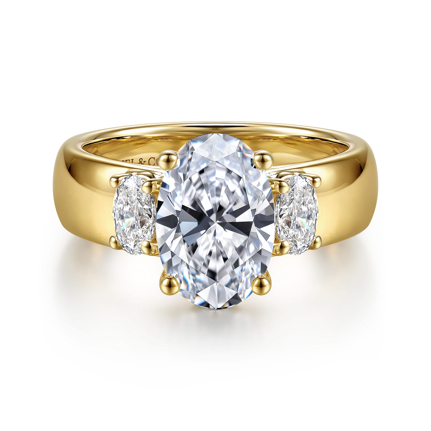 Oval Vintage Inspired Three Stone Diamond Engagement Ring in 14K Yellow Gold
