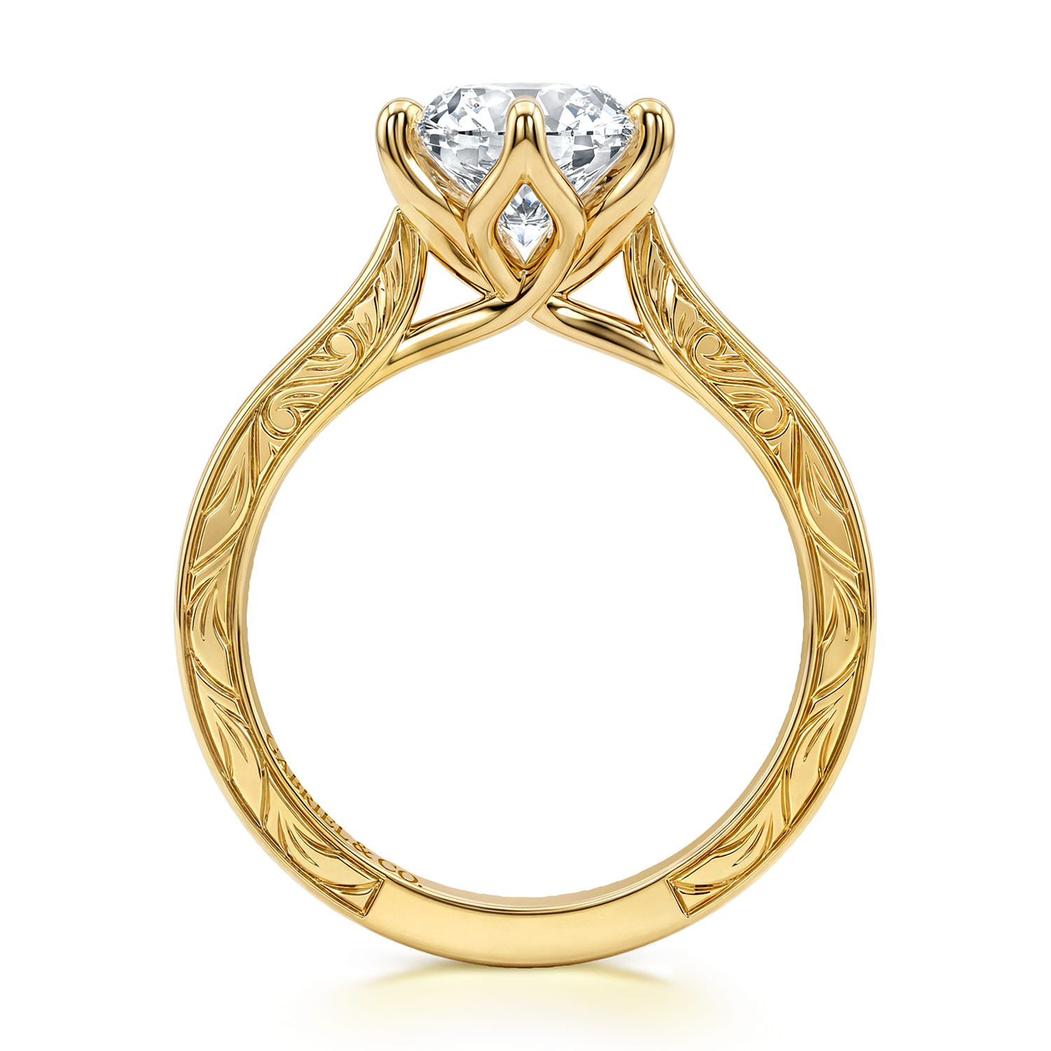Oval Vintage Inspired Diamond Engagement Ring in 14K Yellow Gold, photograph 2