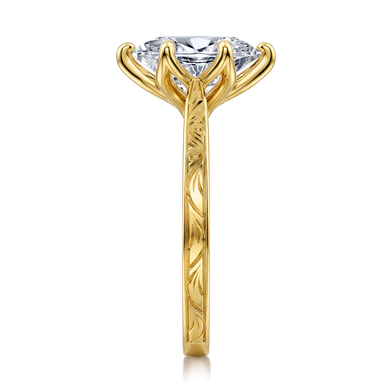 Oval Vintage Inspired Diamond Engagement Ring in 14K Yellow Gold, photograph 5