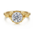 Rey - Vintage Inspired 14K Yellow Gold Split Shank Round Diamond Engagement Ring