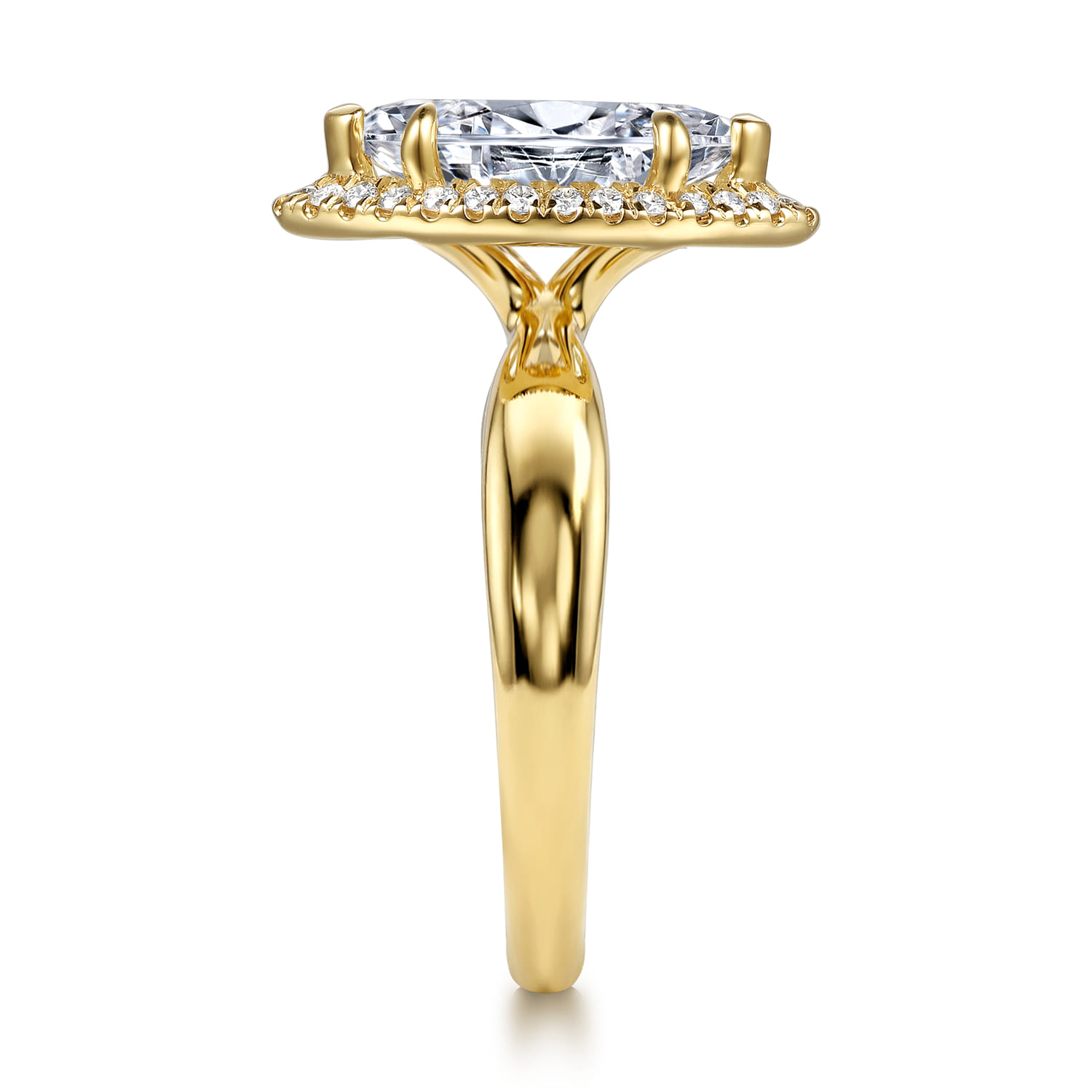 Marquise Halo Diamond Engagement Ring in 14K Yellow Gold, photograph 5