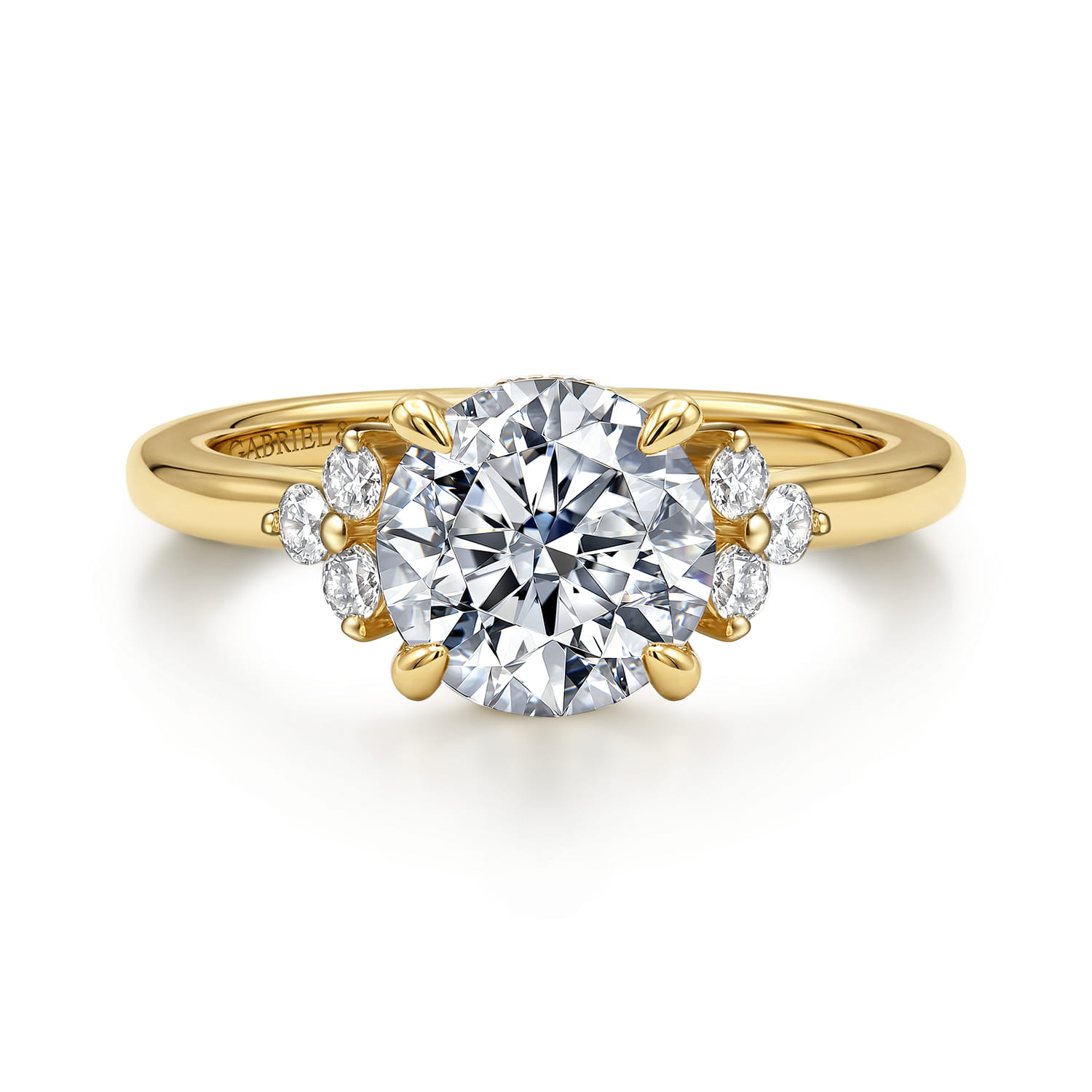 Round Diamond Engagement Ring in 14K Yellow Gold