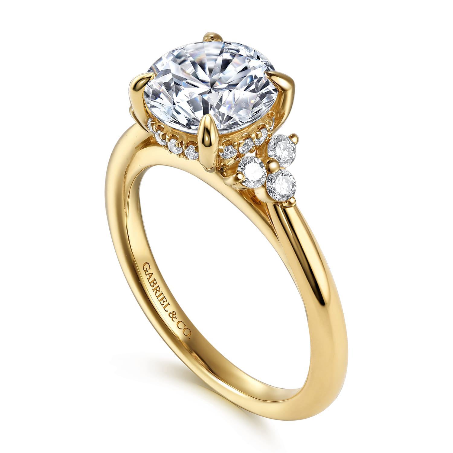 Round Diamond Engagement Ring in 14K Yellow Gold, photograph 3