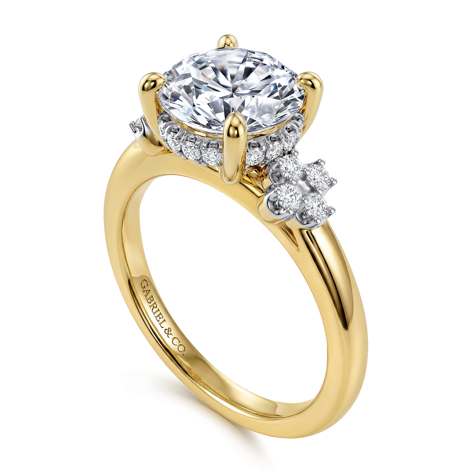 Round Diamond Engagement Ring in 14K Yellow Gold, photograph 3