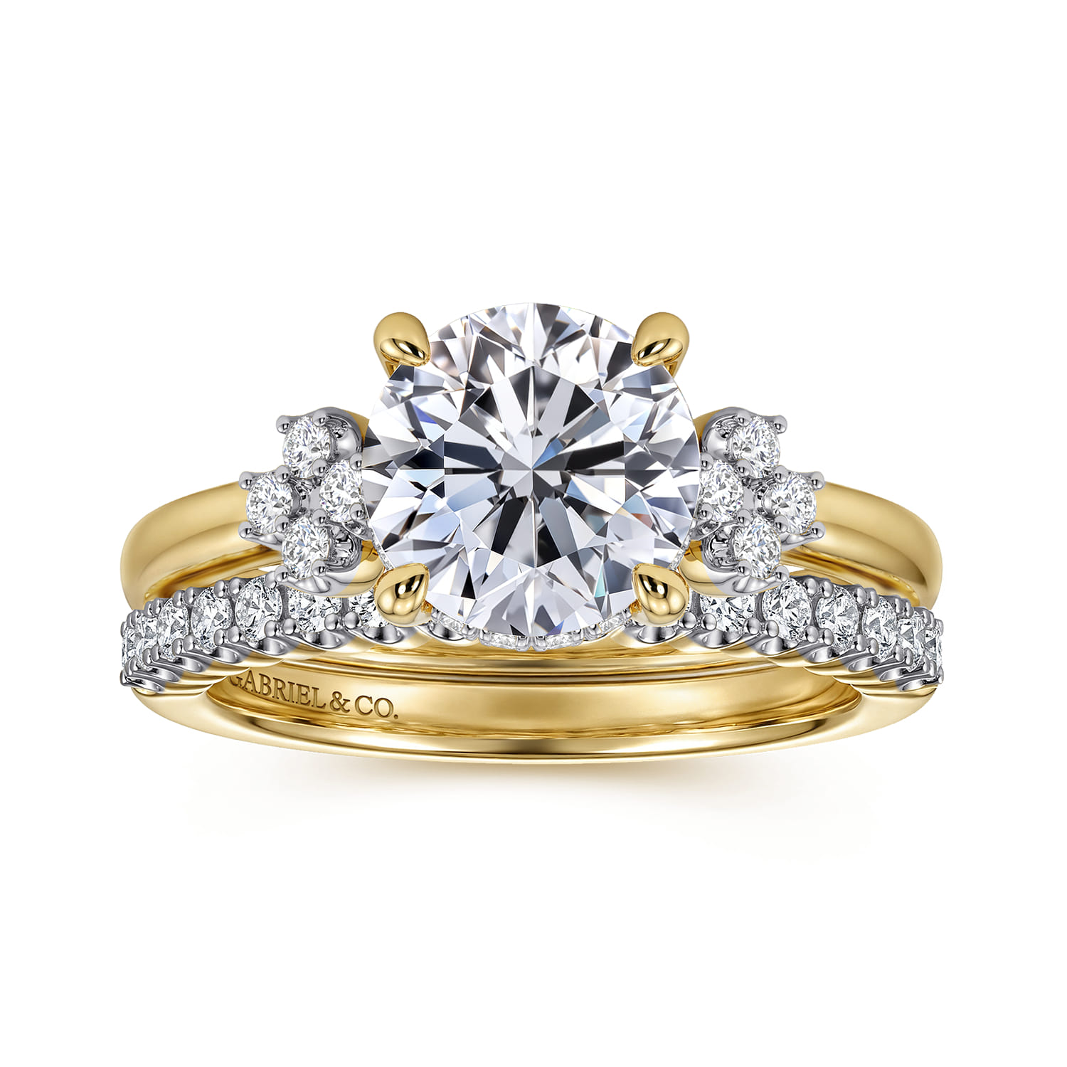 Round Diamond Engagement Ring in 14K Yellow Gold, photograph 4
