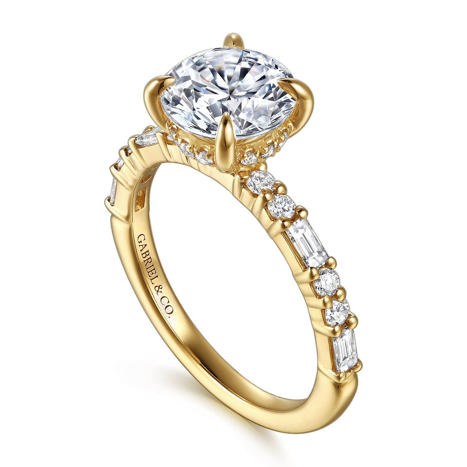 Round Diamond Engagement Ring in 14K Yellow Gold, photograph 3