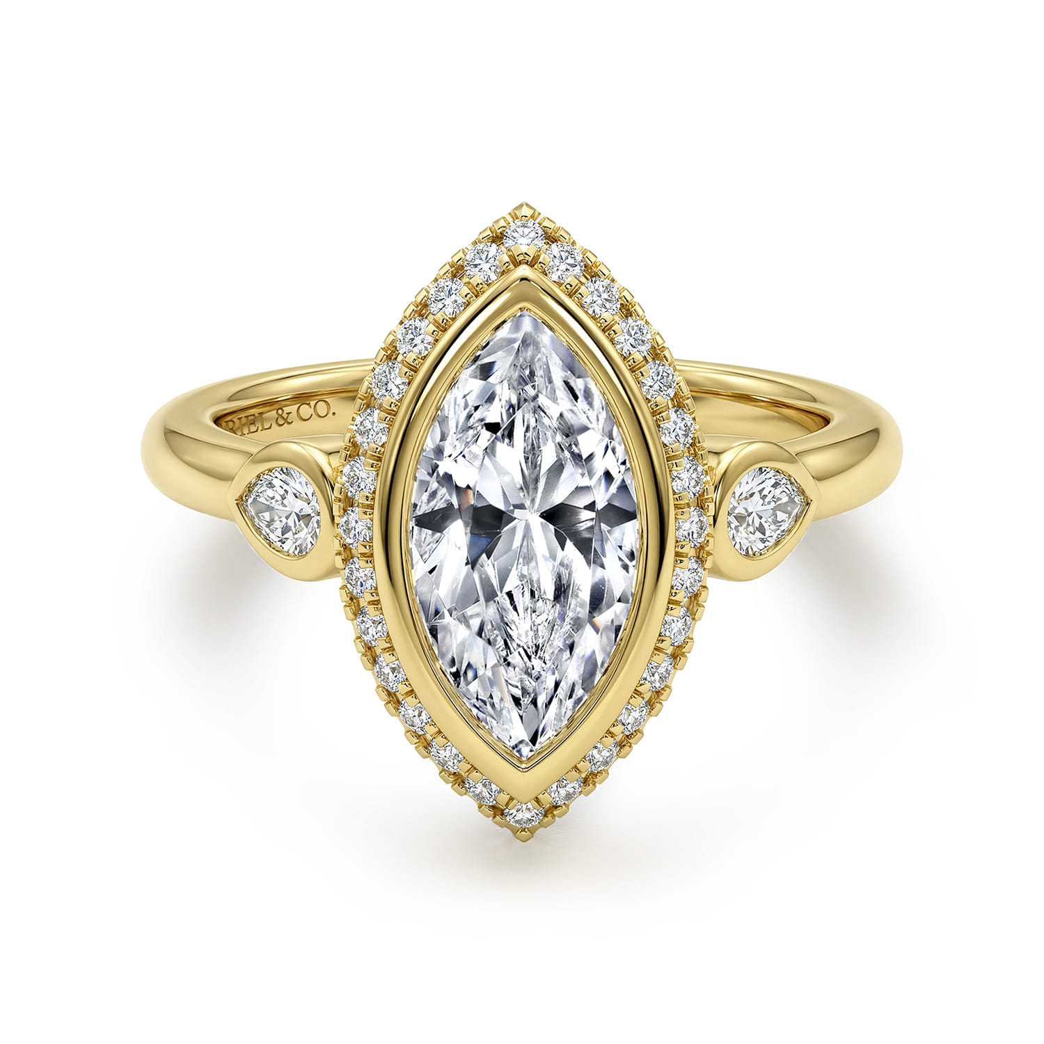 Marquise Halo Diamond Engagement Ring in 14K Yellow Gold