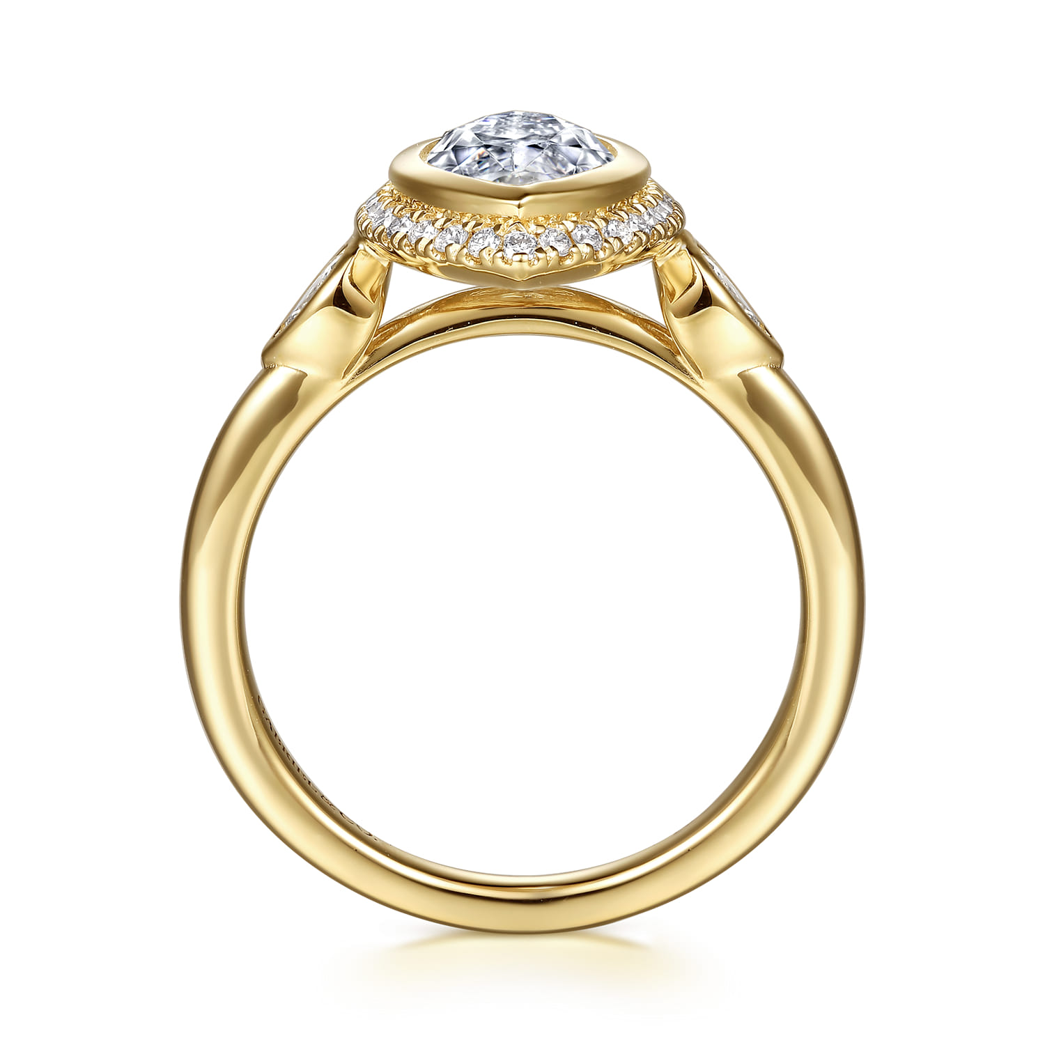 Marquise Halo Diamond Engagement Ring in 14K Yellow Gold, photograph 2