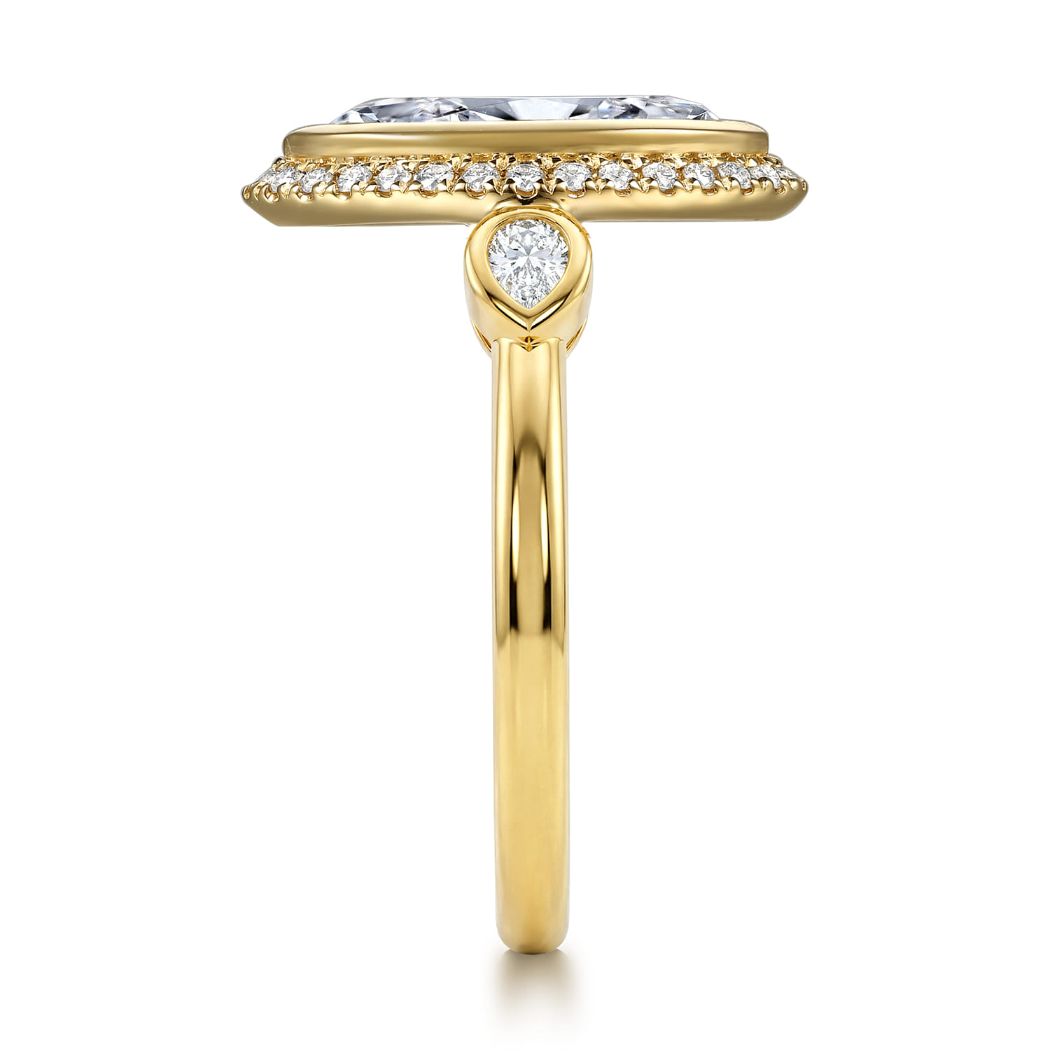 Marquise Halo Diamond Engagement Ring in 14K Yellow Gold, photograph 5
