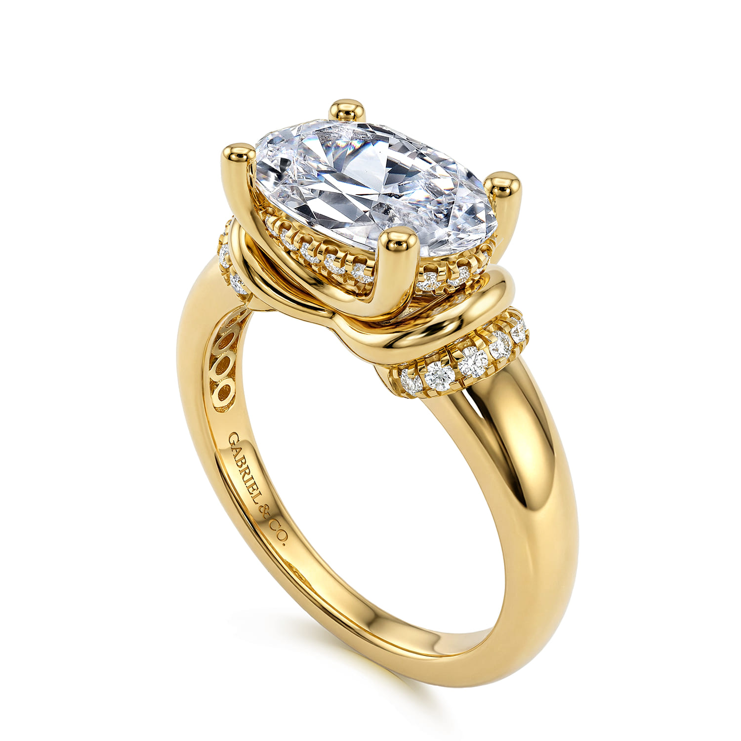 Oval Diamond Engagement Ring in 14K Yellow Gold, photograph 3