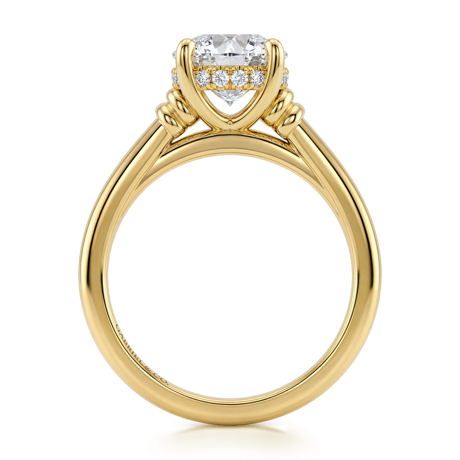 Round Diamond Engagement Ring in 14K Yellow Gold, photograph 2