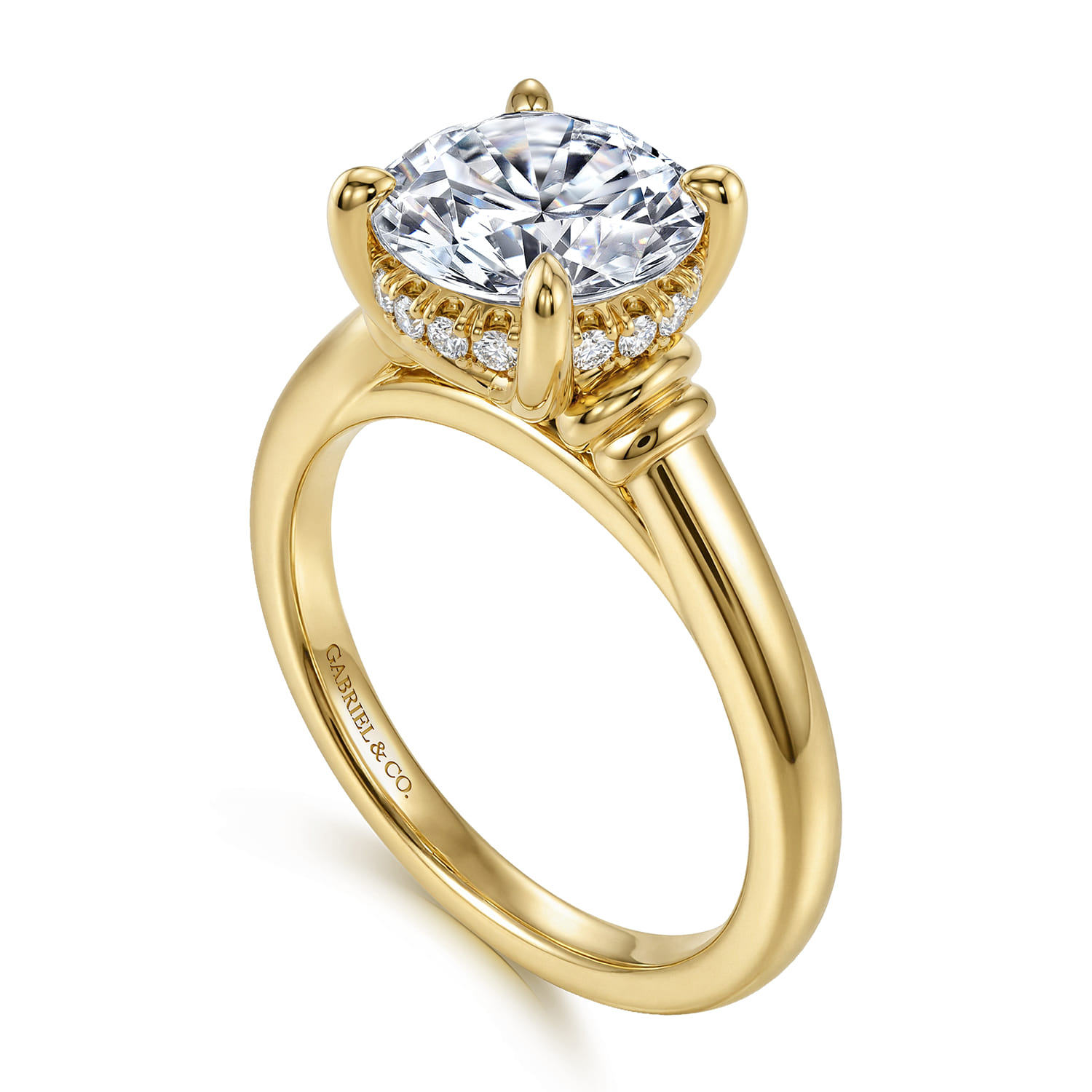 Round Diamond Engagement Ring in 14K Yellow Gold, photograph 3
