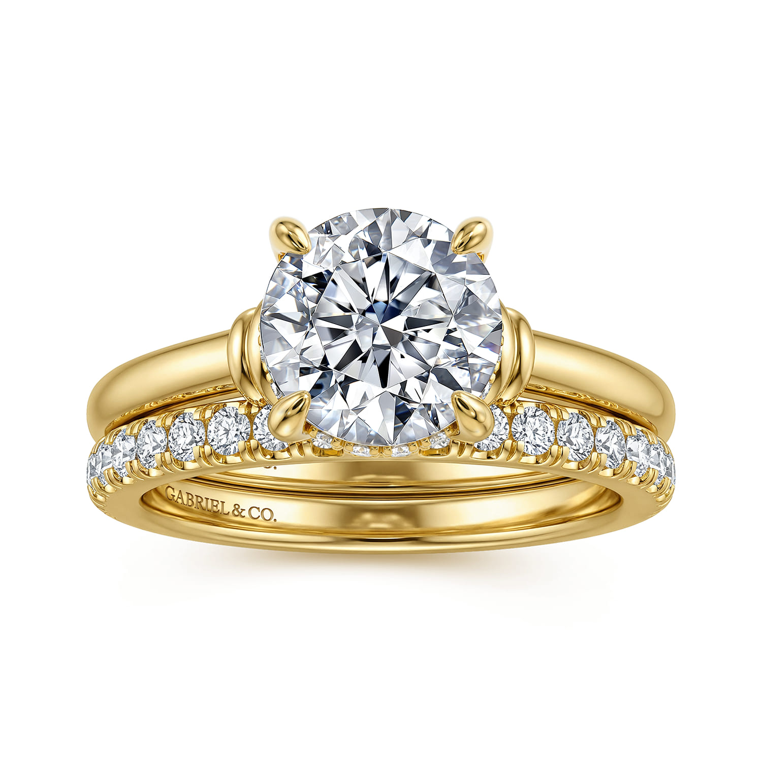 Round Diamond Engagement Ring in 14K Yellow Gold, photograph 4
