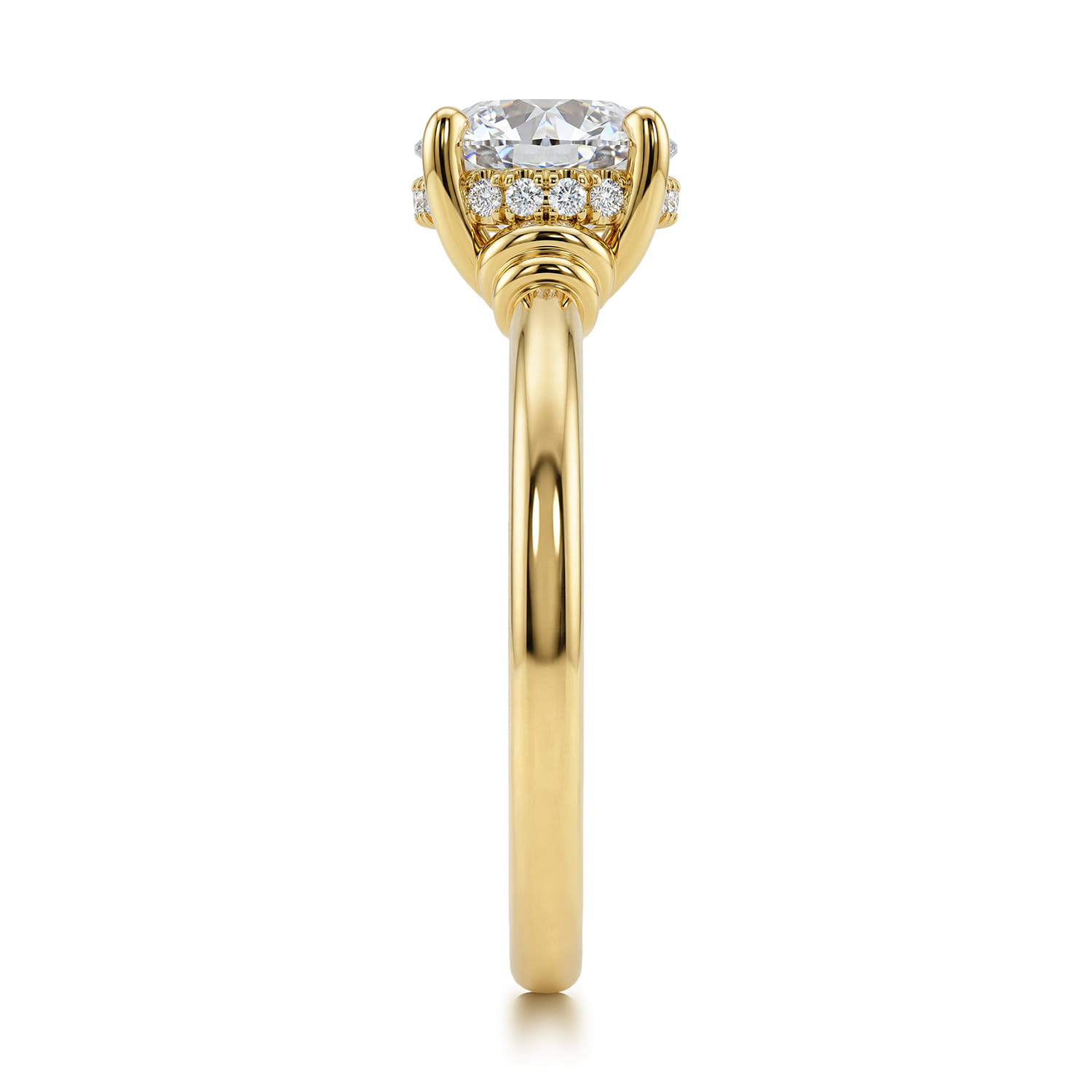 Round Diamond Engagement Ring in 14K Yellow Gold, photograph 5