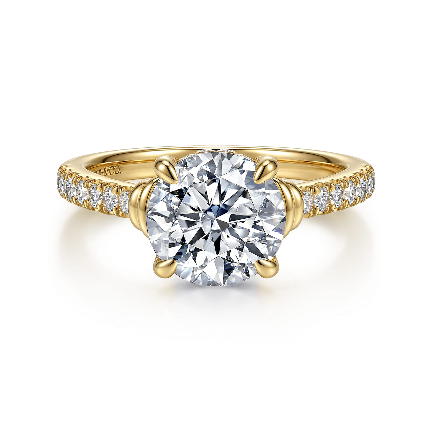 Round Diamond Engagement Ring in 14K Yellow Gold