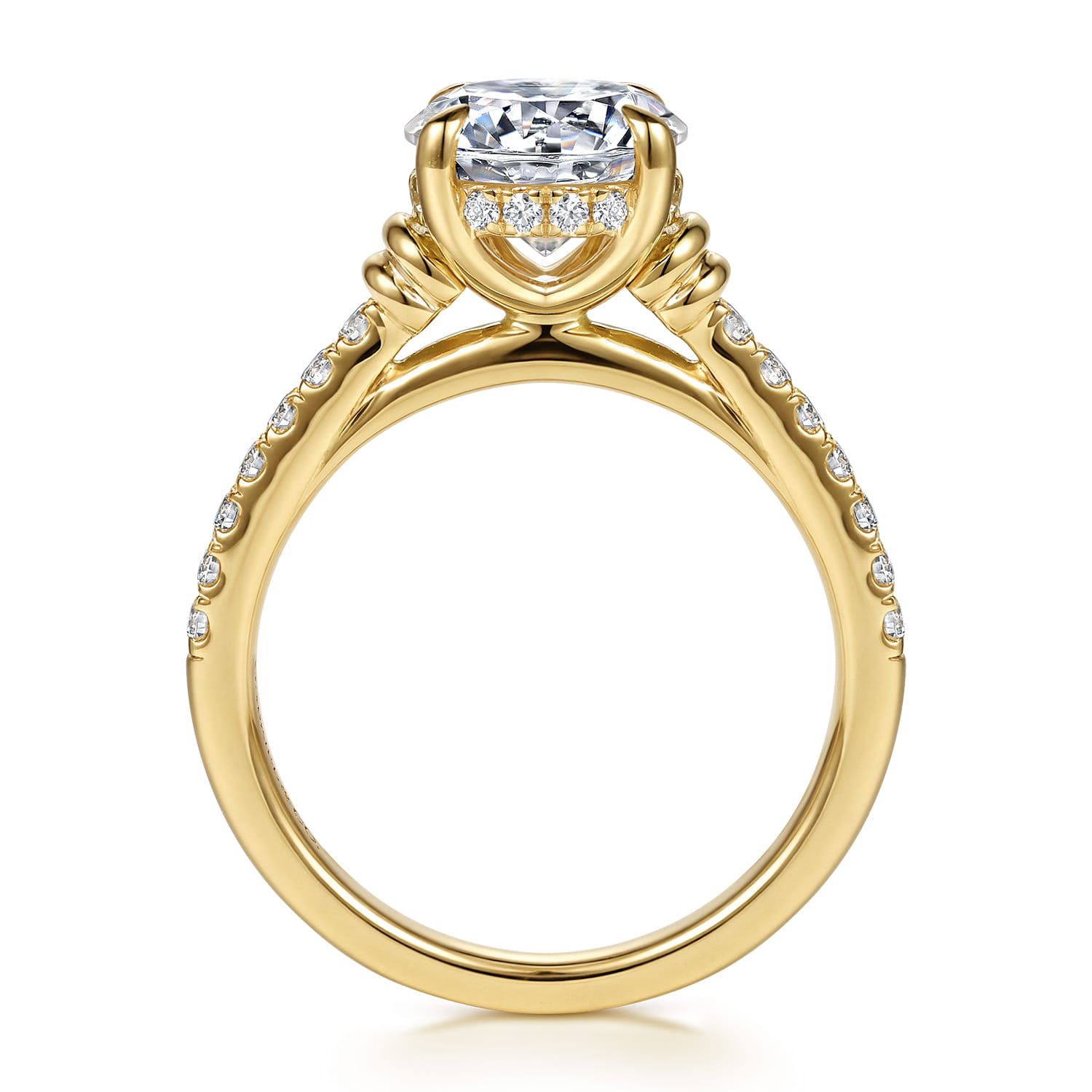 Round Diamond Engagement Ring in 14K Yellow Gold, photograph 2