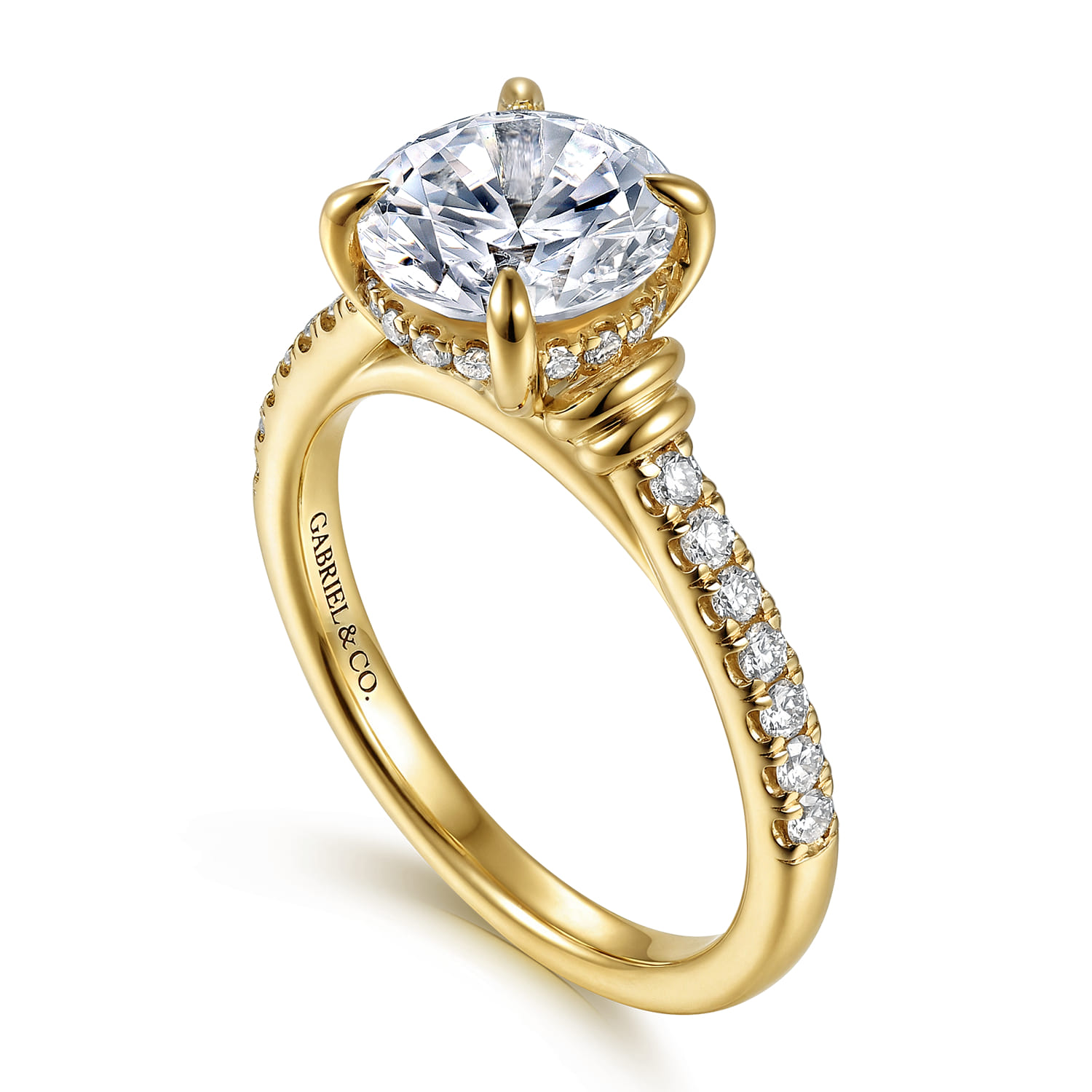 Round Diamond Engagement Ring in 14K Yellow Gold, photograph 3