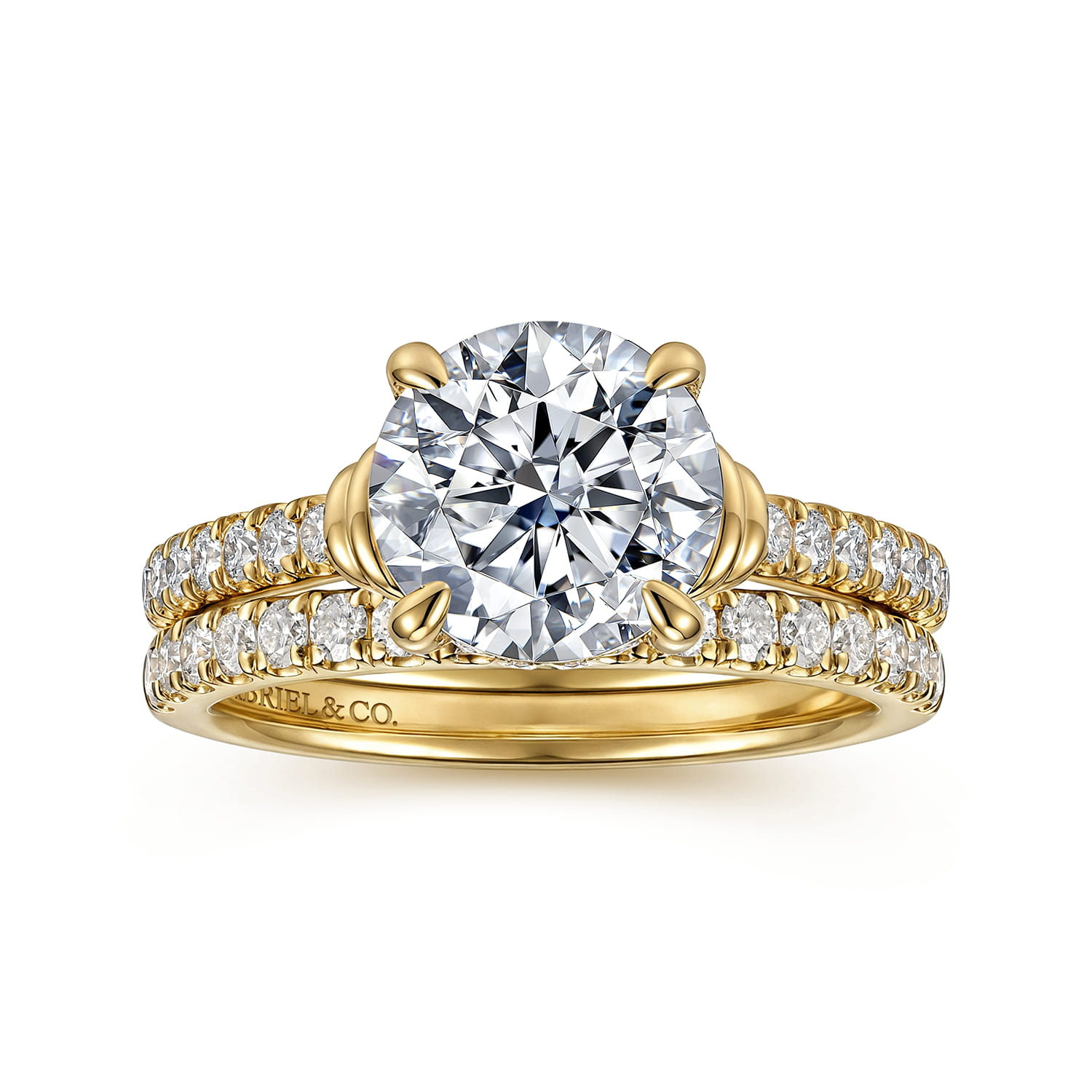 Round Diamond Engagement Ring in 14K Yellow Gold, photograph 4