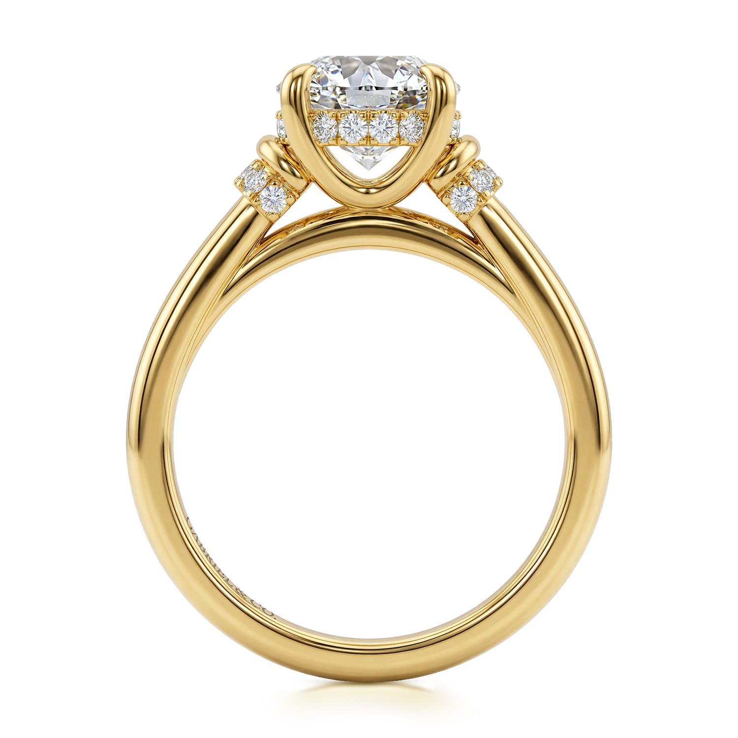 Round Diamond Engagement Ring in 14K Yellow Gold, photograph 2