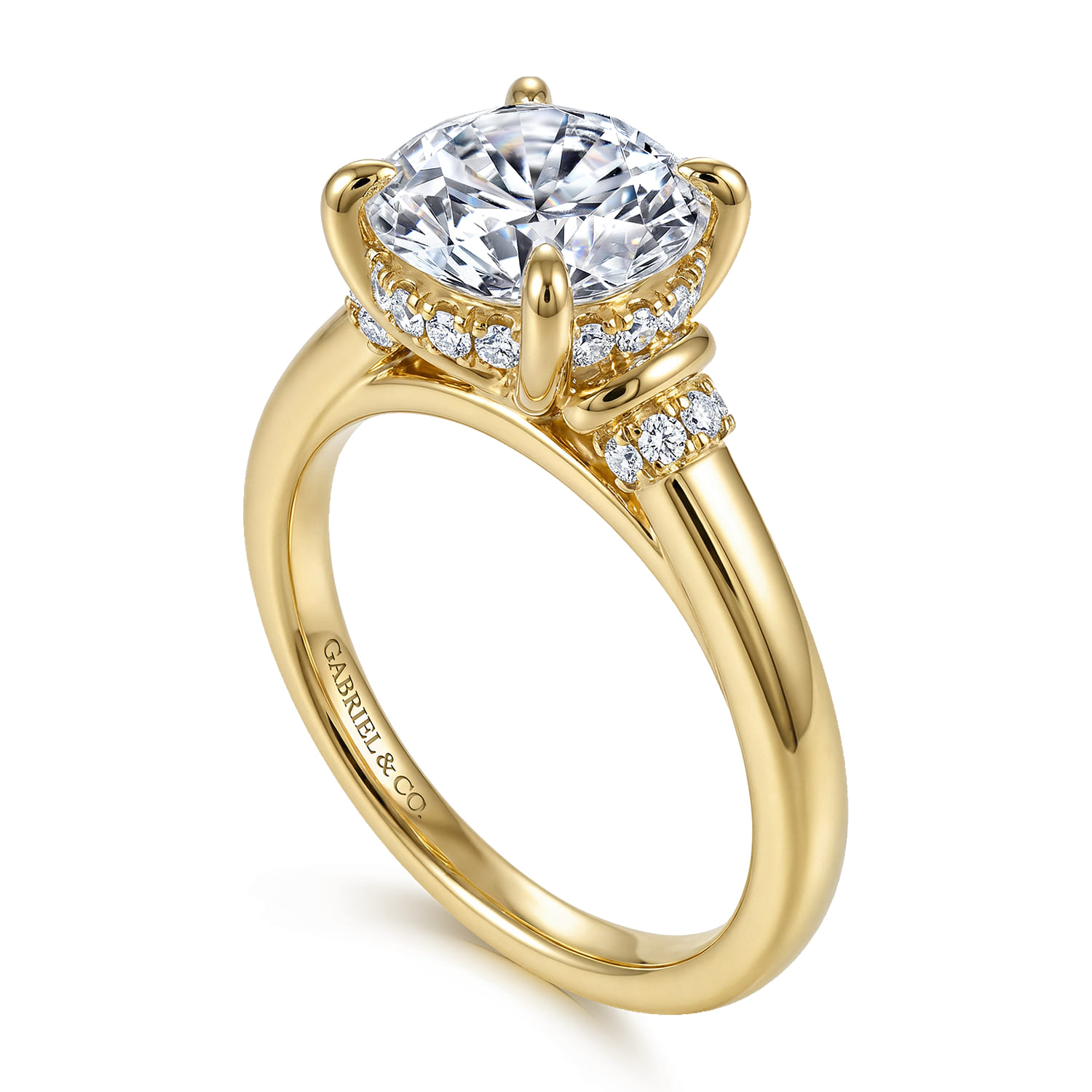 Round Diamond Engagement Ring in 14K Yellow Gold, photograph 3