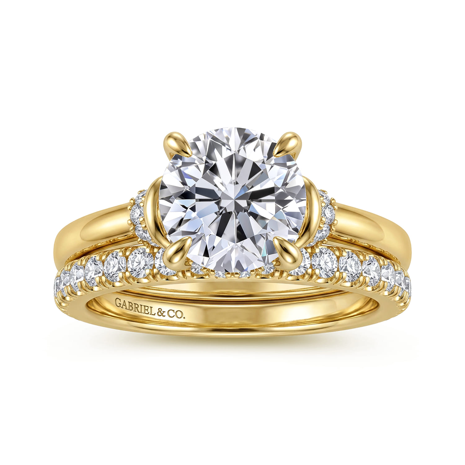 Round Diamond Engagement Ring in 14K Yellow Gold, photograph 4