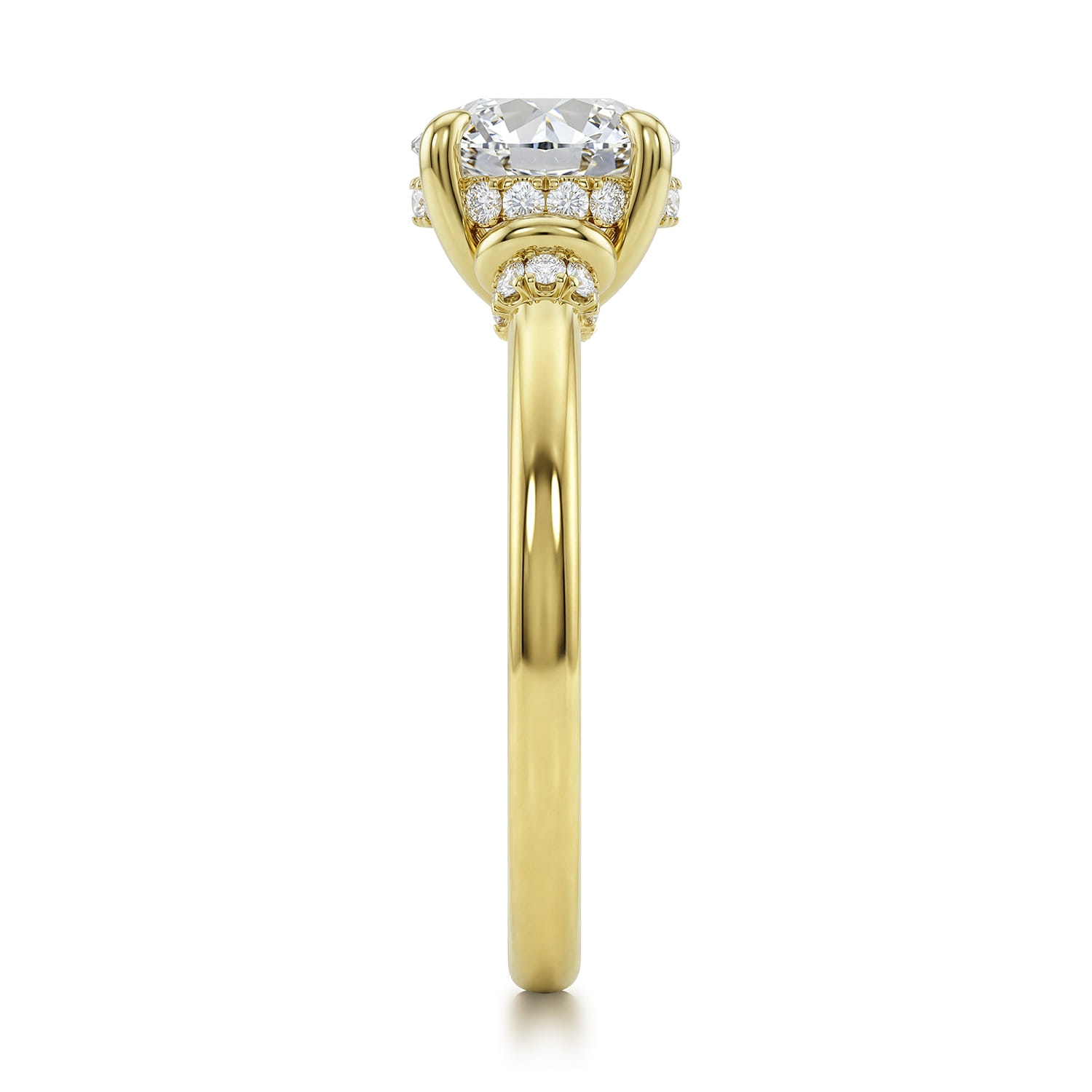 Round Diamond Engagement Ring in 14K Yellow Gold, photograph 5