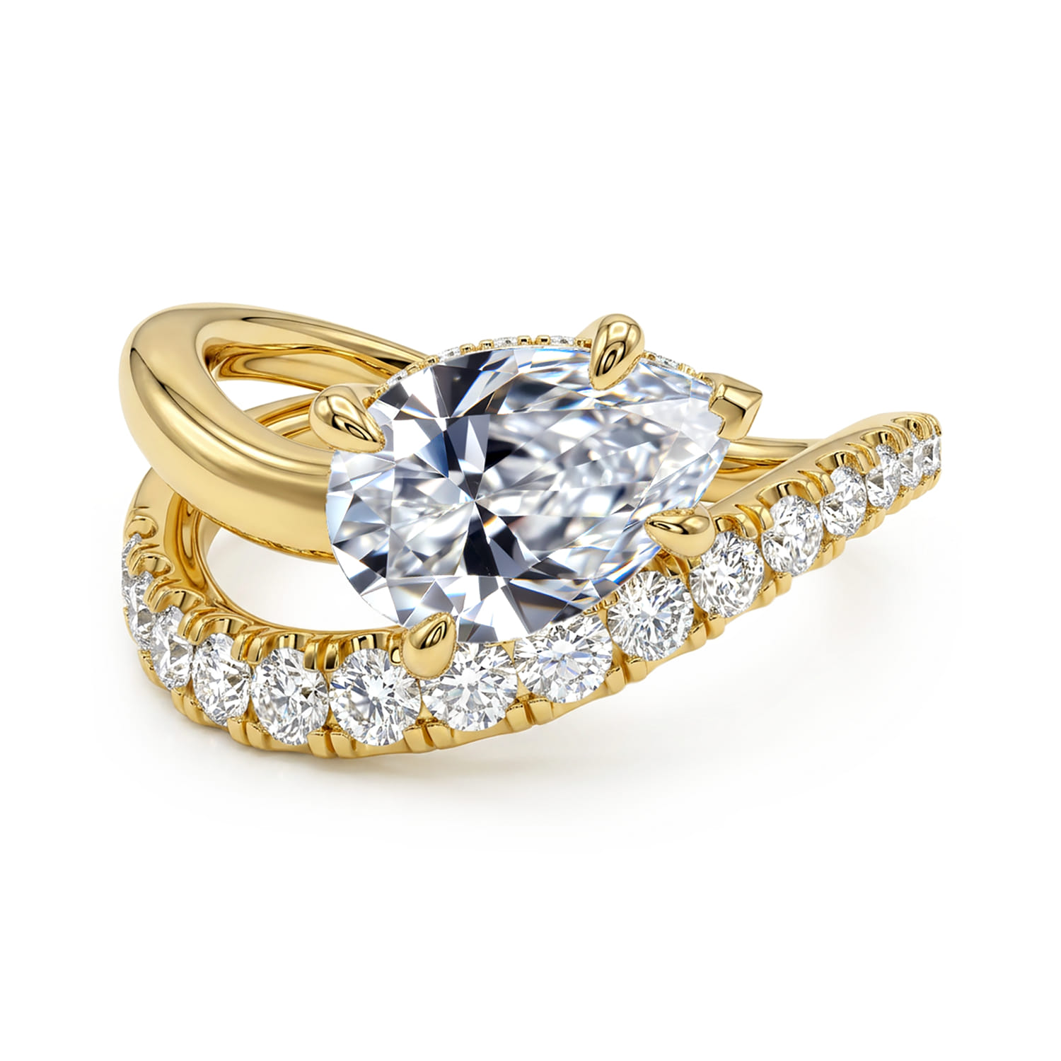 Bypass Diamond Engagement Ring
