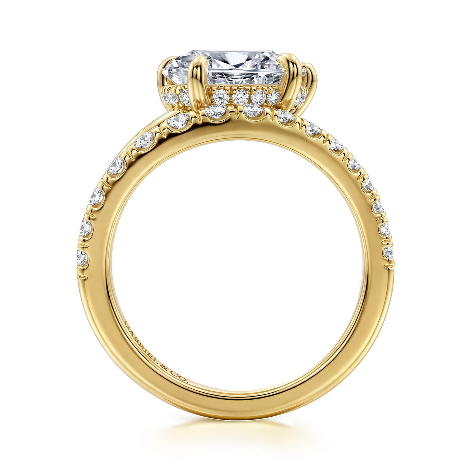 Pear Bypass Diamond Engagement Ring in 14K Yellow Gold, photograph 2