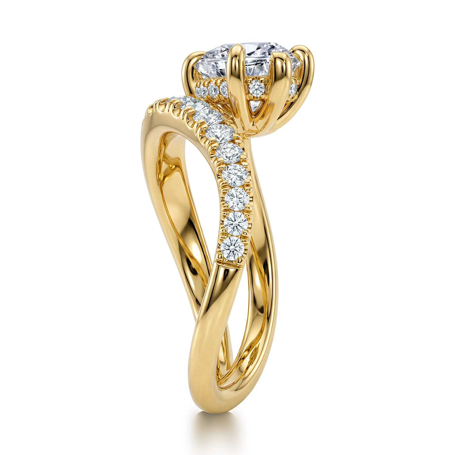 Pear Bypass Diamond Engagement Ring in 14K Yellow Gold, photograph 5