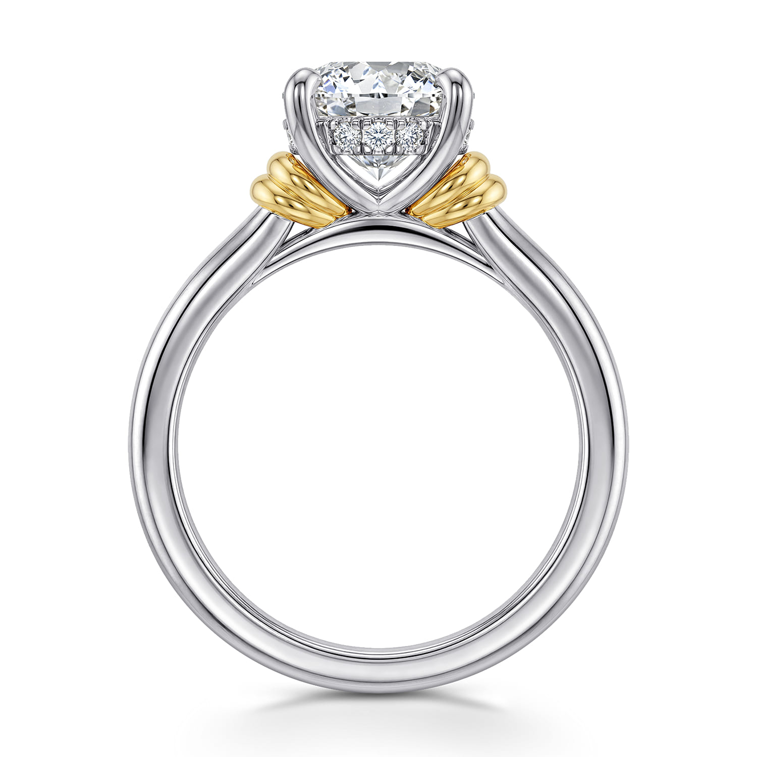 Round Diamond Engagement Ring in 14K White/Yellow Gold, photograph 2