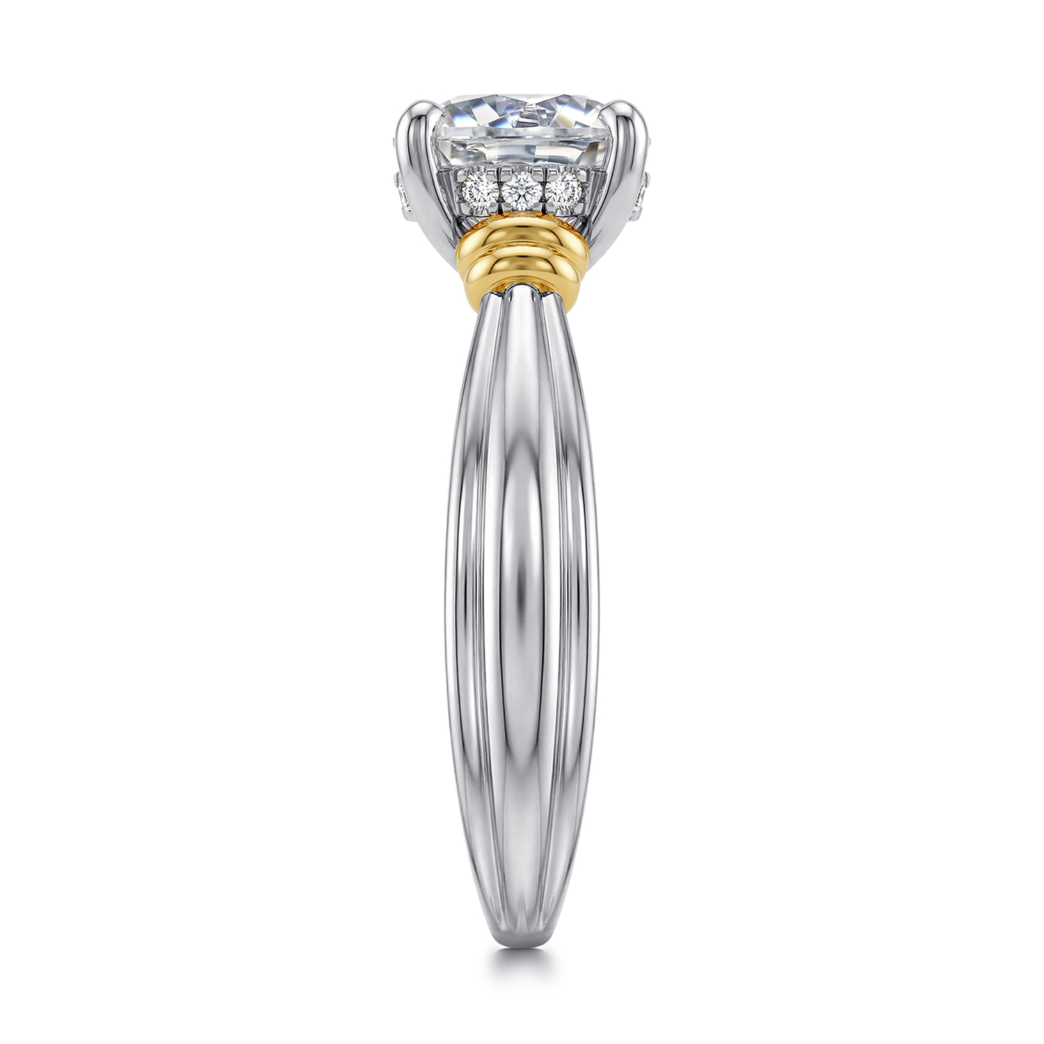 Round Diamond Engagement Ring in 14K White/Yellow Gold, photograph 5