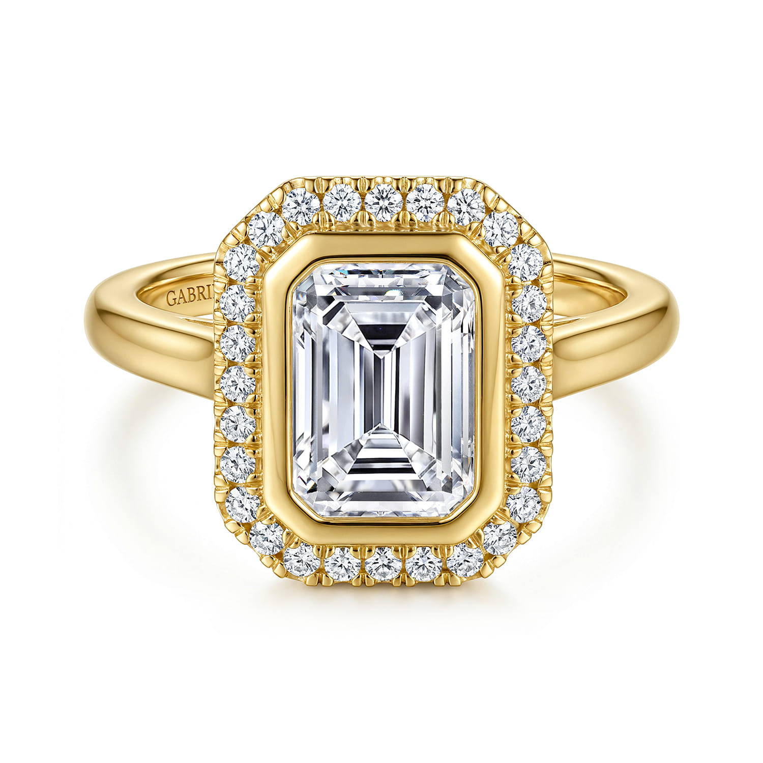 Emerald Halo Diamond Engagement Ring in 14K Yellow Gold