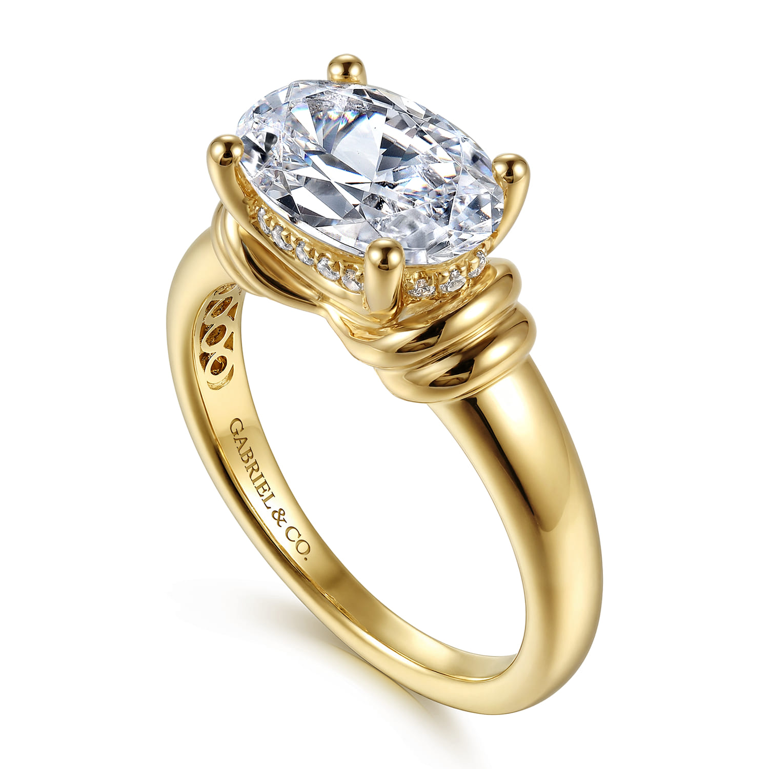 Oval Diamond Engagement Ring in 14K Yellow Gold, photograph 3