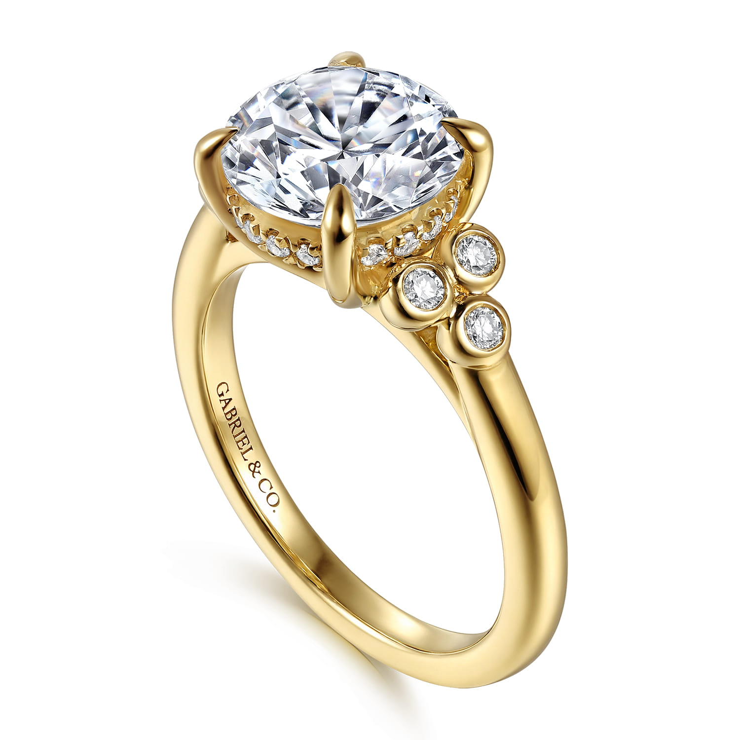 Round Diamond Engagement Ring in 14K Yellow Gold, photograph 3