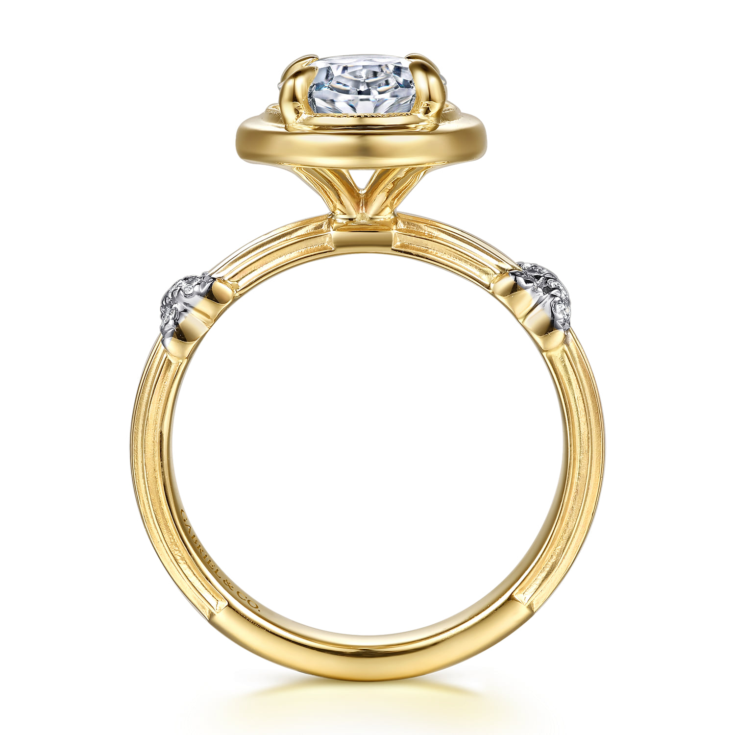 Oval Vintage Inspired Diamond Engagement Ring in 14K Yellow Gold, photograph 2
