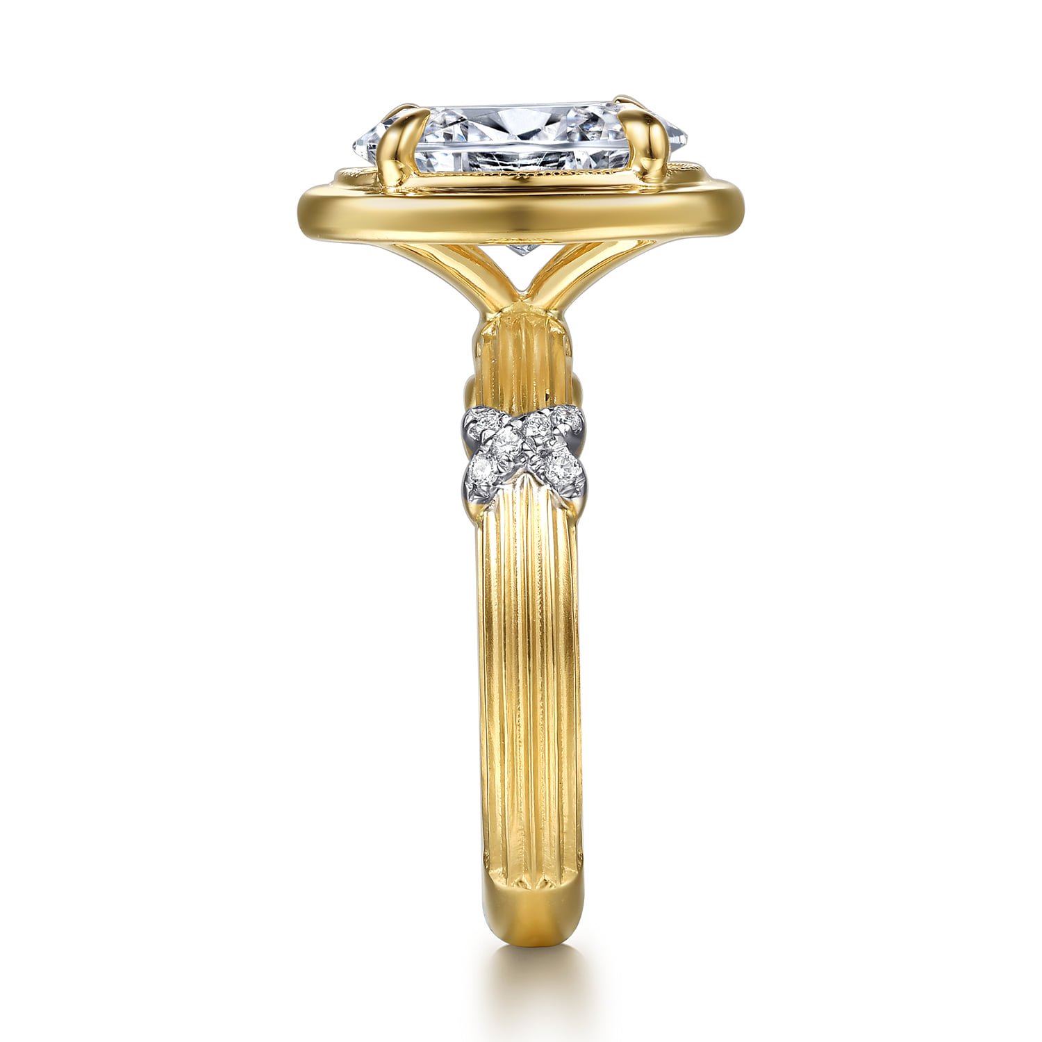 Oval Vintage Inspired Diamond Engagement Ring in 14K Yellow Gold, photograph 5