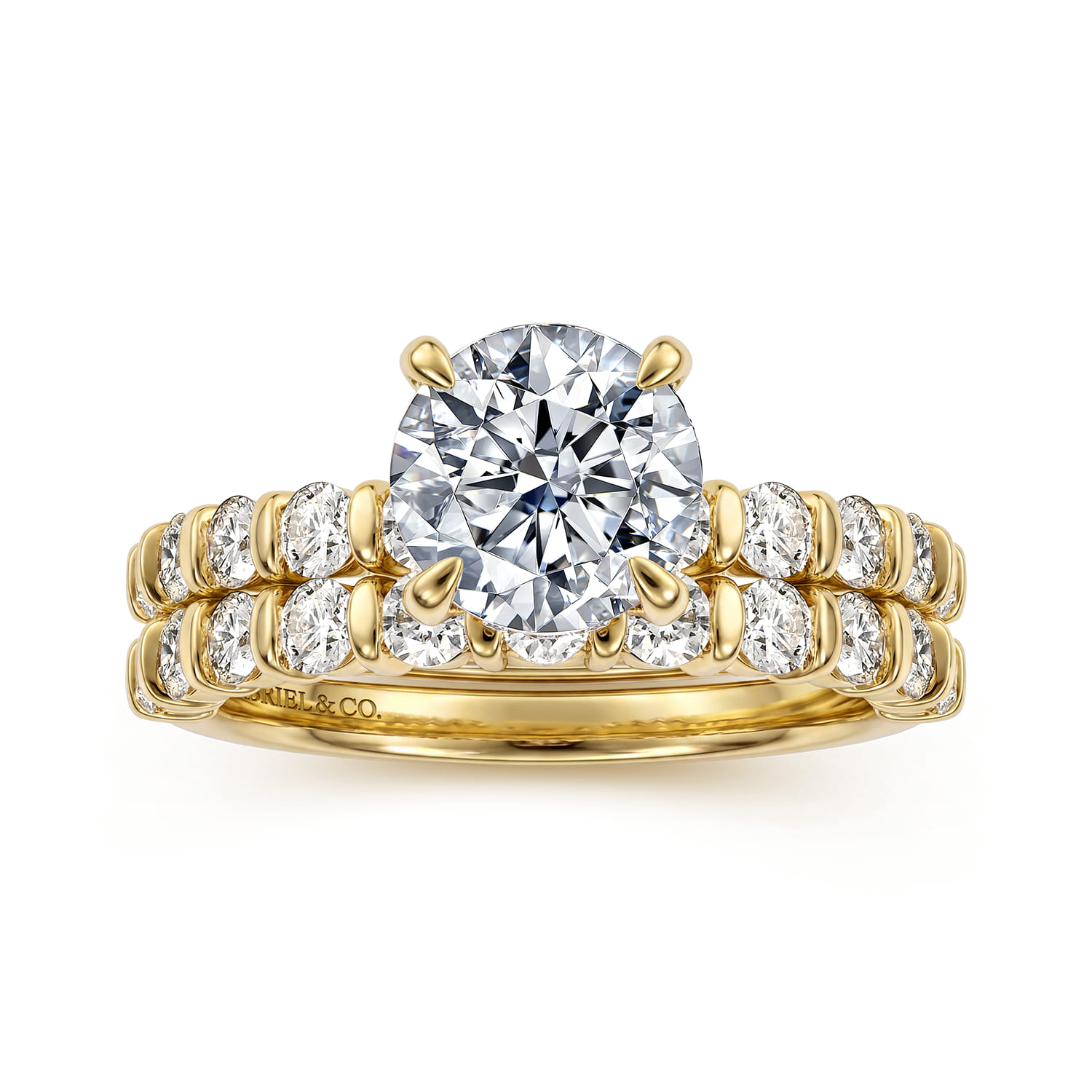 Round Diamond Engagement Ring in 14K Yellow Gold, photograph 4