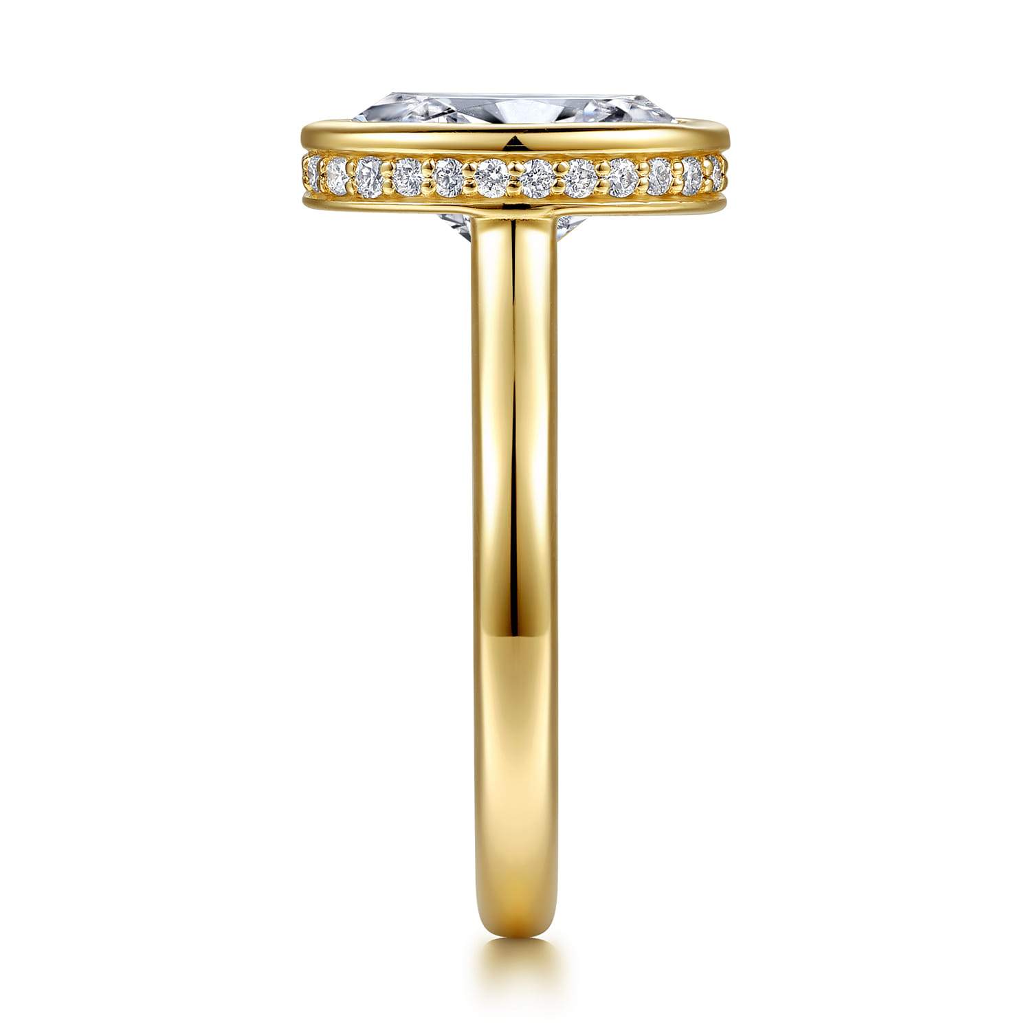 Oval Hidden Halo Diamond Engagement Ring in 14K Yellow Gold, photograph 5