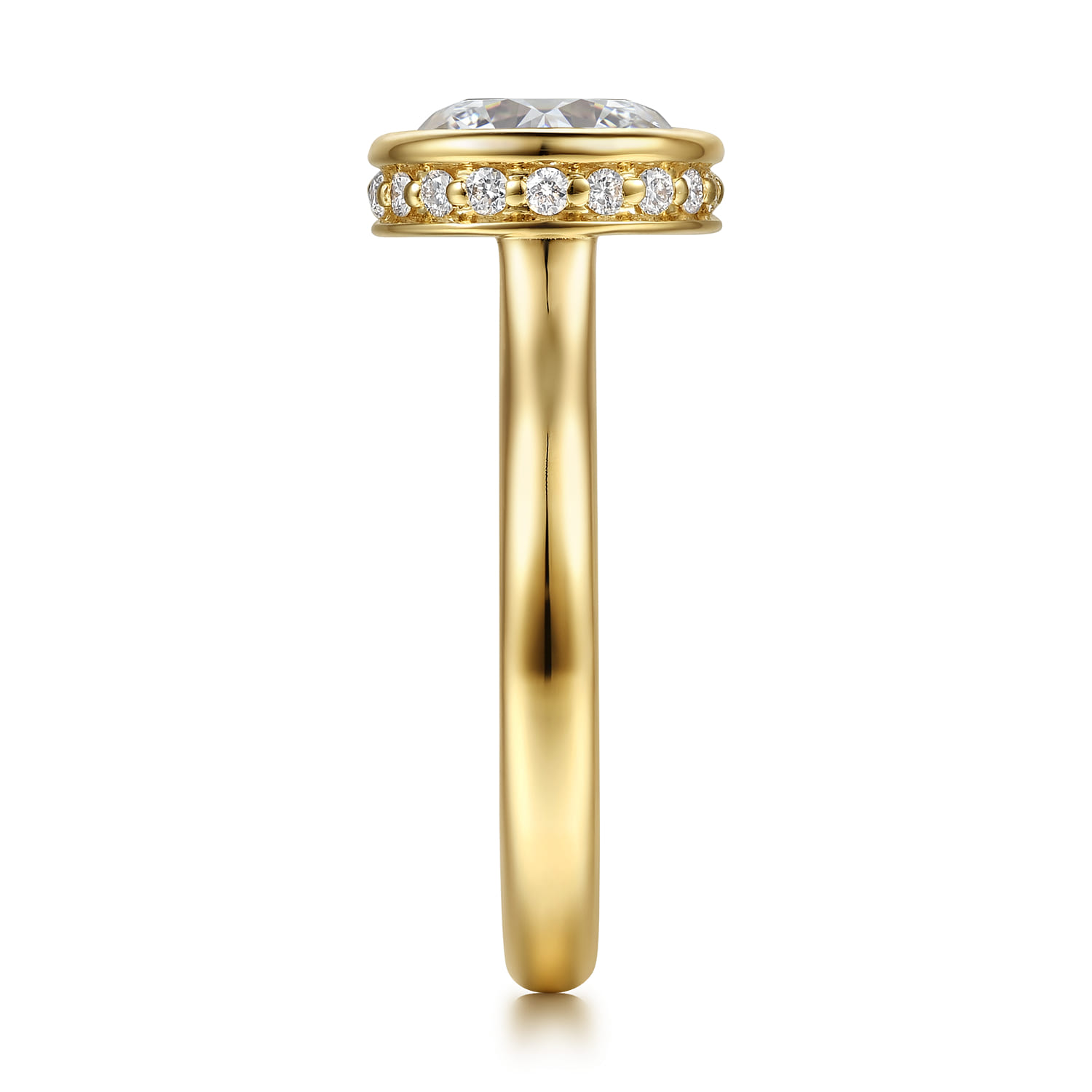 Round Hidden Halo Diamond Engagement Ring in 14K Yellow Gold, photograph 5