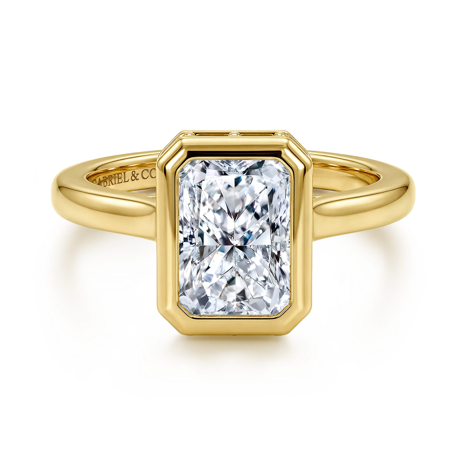 Radiant Hidden Halo Diamond Engagement Ring in 14K Yellow Gold
