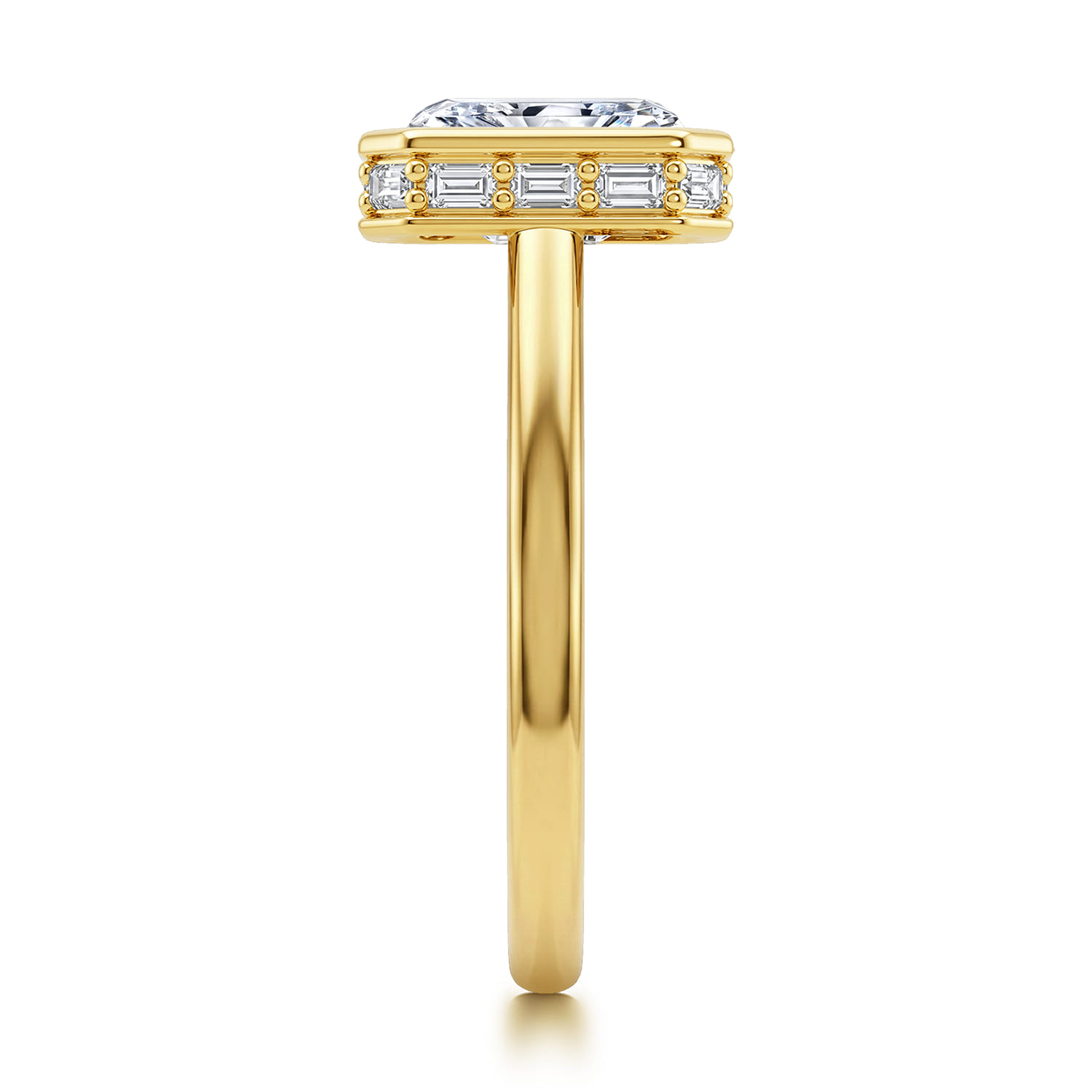 Radiant Hidden Halo Diamond Engagement Ring in 14K Yellow Gold, photograph 5