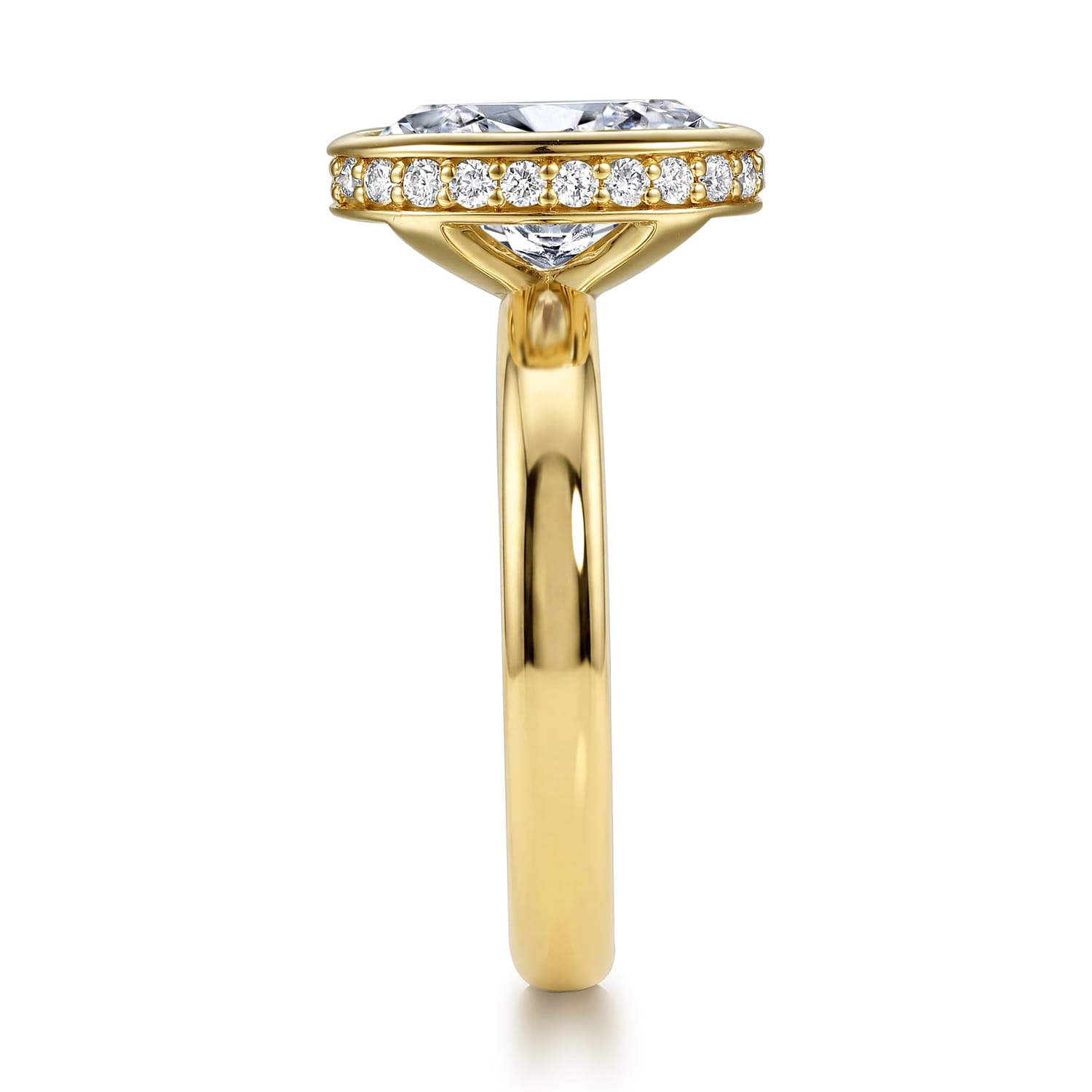 Oval Hidden Halo Diamond Engagement Ring in 14K Yellow Gold, photograph 5