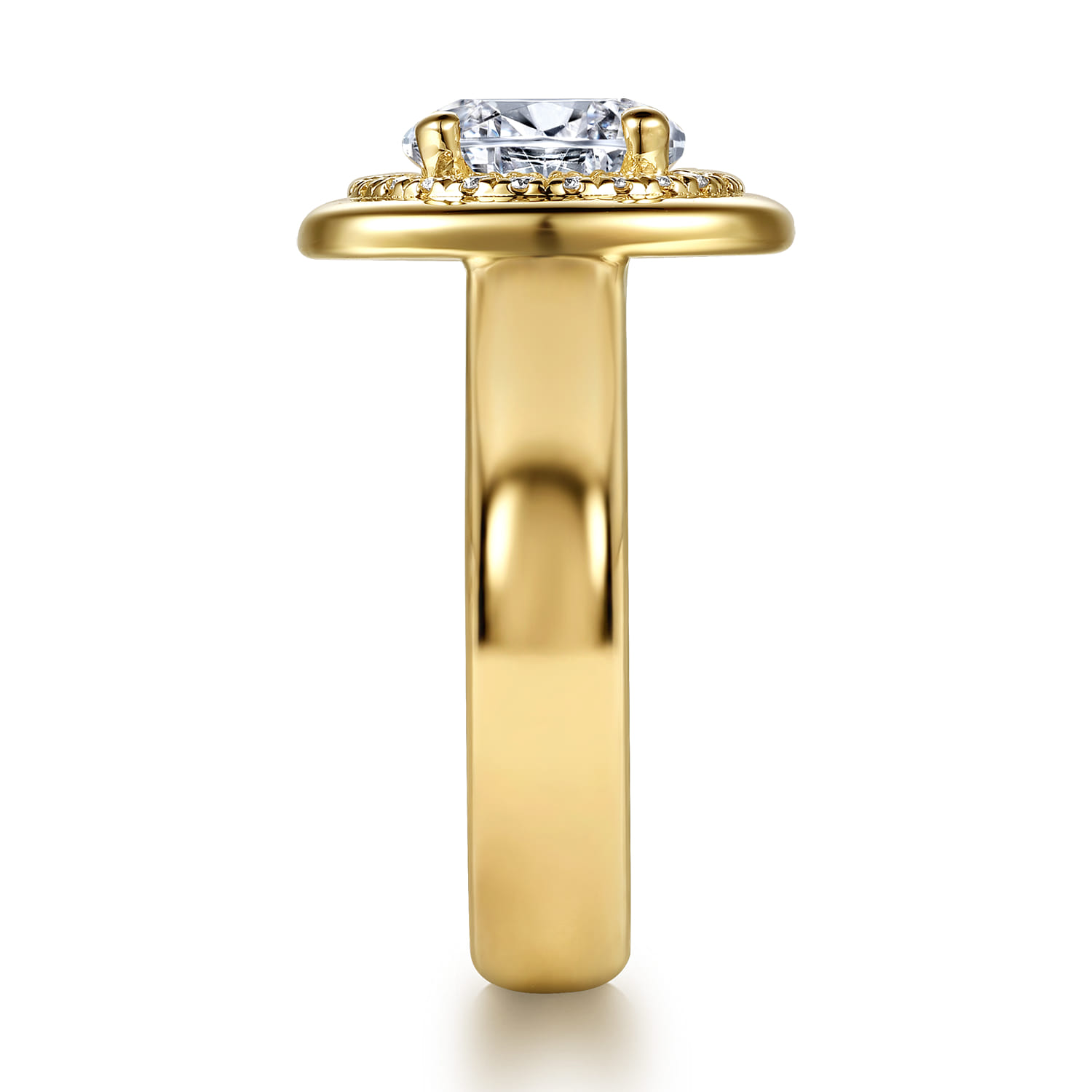 Round Halo Diamond Engagement Ring in 14K Yellow Gold, photograph 5